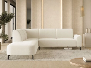 Ecksofa L-Form Links Regento Bouclé-Stoff Hellbeige