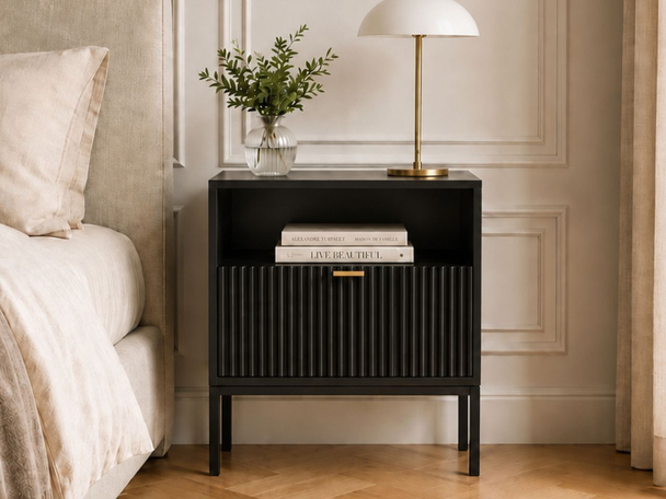 Nachtschrank mit Schublade Amber Schwarz