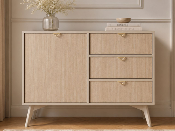 Kommode mit Türe und Schubladen Modena Beige