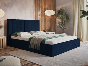 Polsterbett mit Bettkasten und Lattenrost 140x200 Sesto Dunkelblau