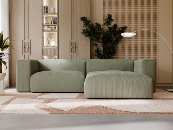 Ecksofa L-Form Rechts Moderne Cord Ecksofa Landi Grün