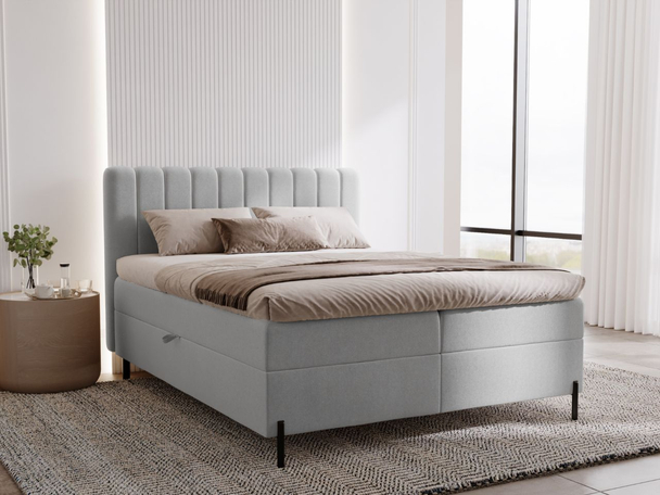 Boxspringbett mit Bettkasten 180x200 Primavera Hellgrau