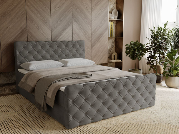 Boxspringbett mit Bettkasten 140x200 Lunaris Dunkelgrau