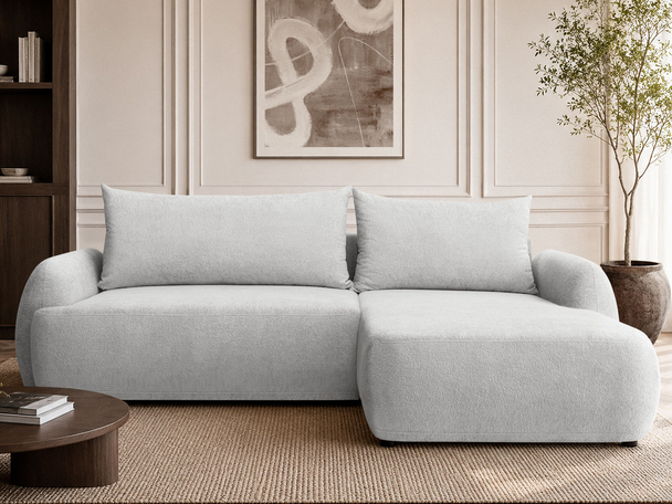 Ecksofa L-Form mit Schlaffunktion und Bettkasten Levio Grau