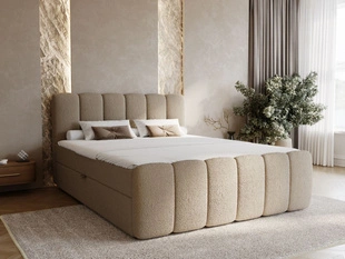 Boxspringbett mit Bettkasten 180x200 Bouclé-Stoff Cloud Braun