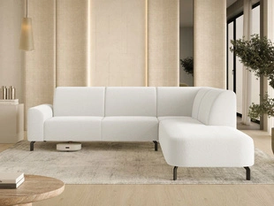 Ecksofa L-Form Rechts Regento Bouclé-Stoff Weiß