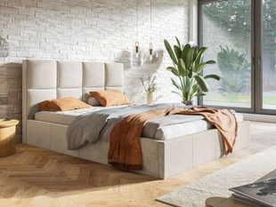 Polsterbett mit Bettkasten und Lattenrost 140x200 Malo Beige