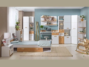 Ein Möbel-Set für ein Jugendzimmer Lindo Weiß, Nash Eiche