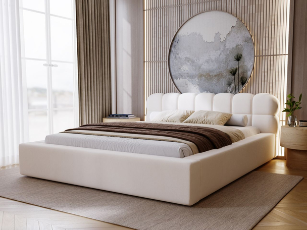 Polsterbett mit Bettkasten und Lattenrost 120x200 Plaza Creme