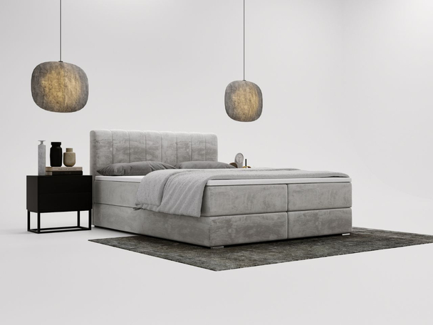 Boxspringbett mit Bettkasten 160x200 Forte Hellgrau