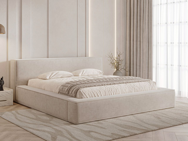 Polsterbett mit Bettkasten und Lattenrost 140x200 Mali Beige