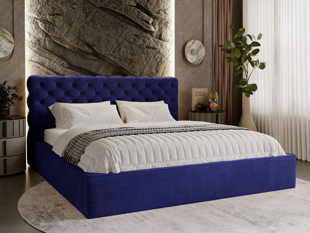 Polsterbett mit Bettkasten und Lattenrost 180x200 Apollo Blau