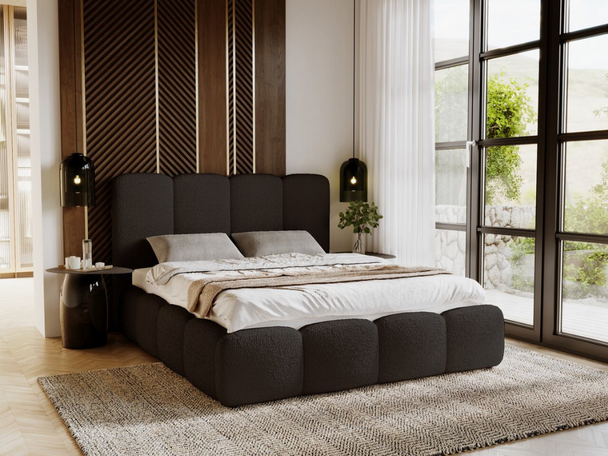 Polsterbett mit Bettkasten und Lattenrost 140x200 Galli Schwarz
