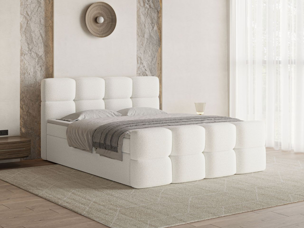 Boxspringbett mit Bettkasten 160x200 Rivon Creme
