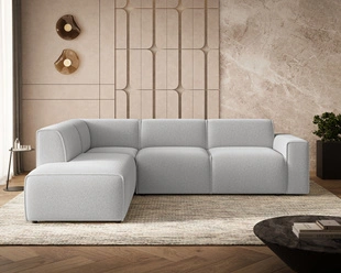 Ecksofa L-Form Links Eluno Bouclé-Stoff Grau