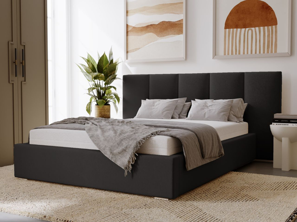 Polsterbett mit Bettkasten und Lattenrost 120x200 Lizbona Schwarz
