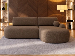 Ecksofa L-Form Rechts mit Schlaffunktion und Bettkasten Aurio O Braun