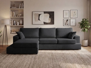 Ecksofa L-Form fürs Wohnzimmer Nesto Links Schwarz