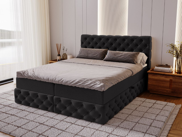 Boxspringbett mit Bettkasten 160x200 Canolo Schwarz