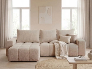 Ecksofa L-Form mit Schlaffunktion und Bettkasten Bresso Beige