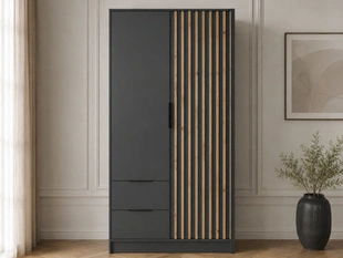 Kleiderschrank 105 cm Macron Graphit, Artisan Eiche