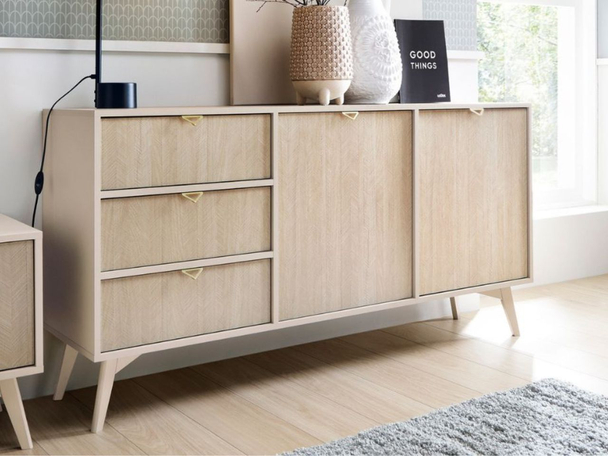 Kommode mit Türen und Schubladen Modena Beige