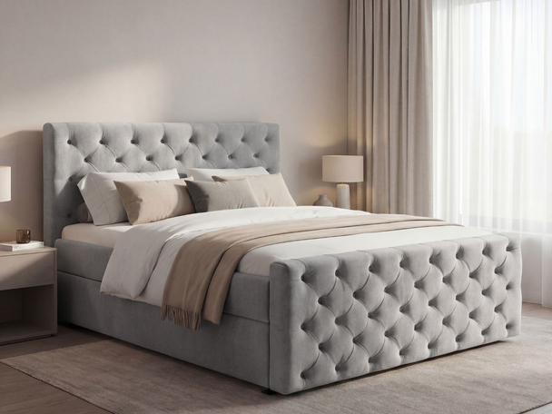 Boxspringbett mit Bettkasten 160x200 Montego Hellgrau