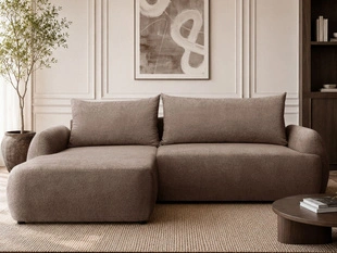 Ecksofa L-Form mit Schlaffunktion und Bettkasten Levio Braun