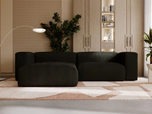 Ecksofa L-Form Links Moderne Cord Ecksofa Landi Schwarz