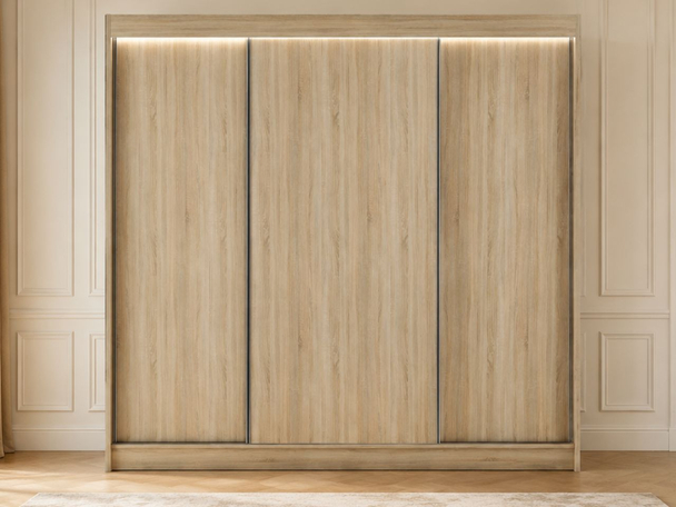 Schiebetürenschrank 250 cm mit LED-Beleuchtung Diano Eiche Sonoma