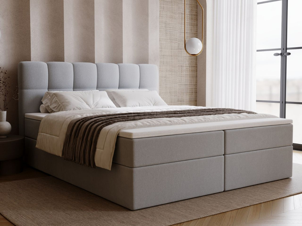 Boxspringbett mit Bettkasten 200x200 Maison Grau
