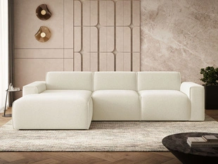 Ecksofa L-Form Links Lavia Bouclé-Stoff Hellbeige