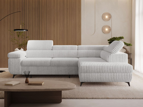 Ecksofa L-Form mit Schlaffunktion und Bettkasten Argon Rechts Grau