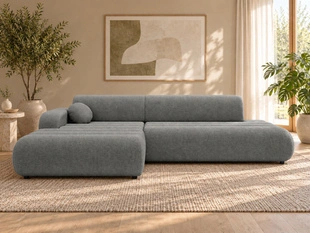 Ecksofa L-Form mit Schlaffunktion und Bettkasten Lisso Links Grau
