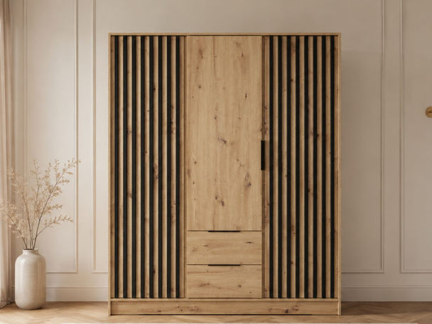 Kleiderschrank 155 cm Artisan Eiche, Schwarz
