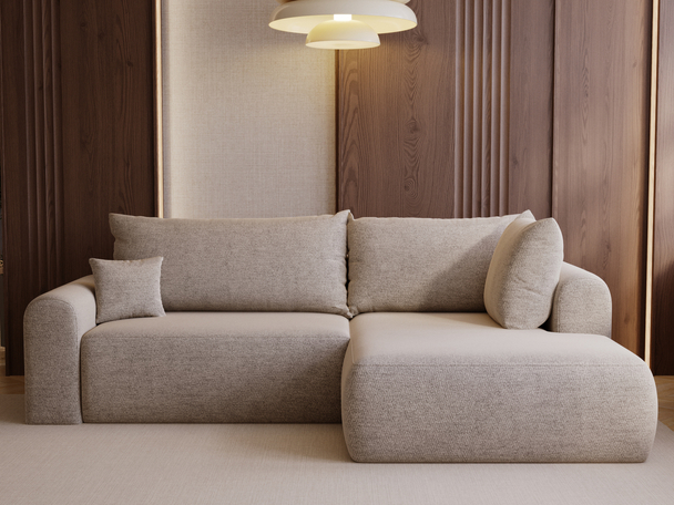 Ecksofa L-Form mit Schlaffunktion und Bettkasten Savana Bis Beige