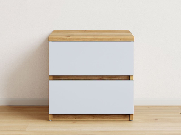 Nachtschrank mit zwei Schubladen Arcadia Eiche Wotan, Weiß