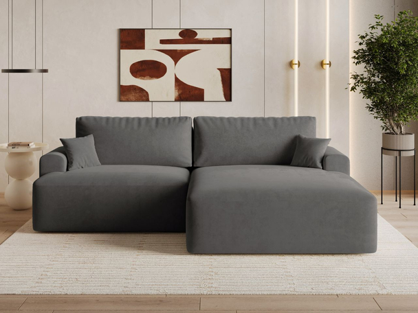 Ecksofa L-Form mit Schlaffunktion und Bettkasten Serene Rechts Dunkelgrau