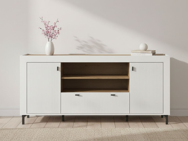 Kommode mit Türen und Schublade Messina Weiß