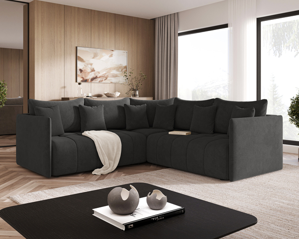 Ecksofa L-Form mit Schlaffunktion und Bettkasten Ardi L Anthrazit