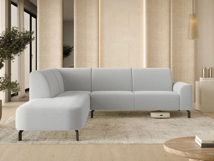Ecksofa L-Form Links Regento Bouclé-Stoff Grau