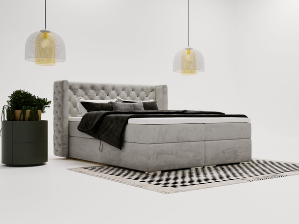 Boxspringbett mit Bettkasten 120x200 Lion Grau
