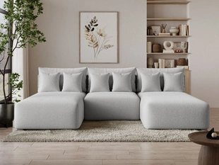 Ecksofa U mit Schlaffunktion und Bettkasten Ronni Grau