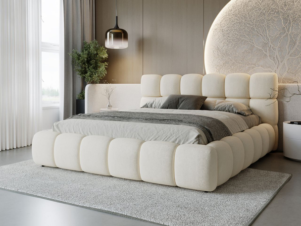 Polsterbett mit Bettkasten und Lattenrost 200x200 Modo Beige
