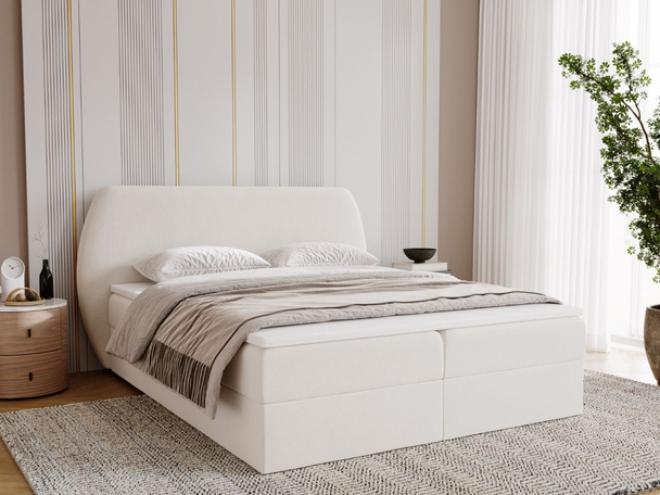 Boxspringbett mit Bettkasten 120x200 Bogota Creme