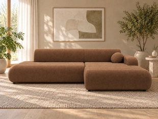 Ecksofa L-Form mit Schlaffunktion und Bettkasten Lisso Rechts Terrakotta