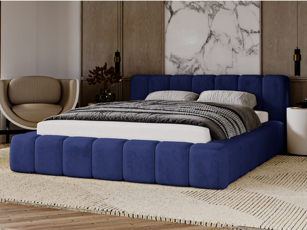 Polsterbett mit Bettkasten und Lattenrost 140x200 Ibiza Dunkelblau