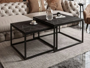Couchtisch auf schwarzem Metallrahmen Asumi Schwarz 36x42