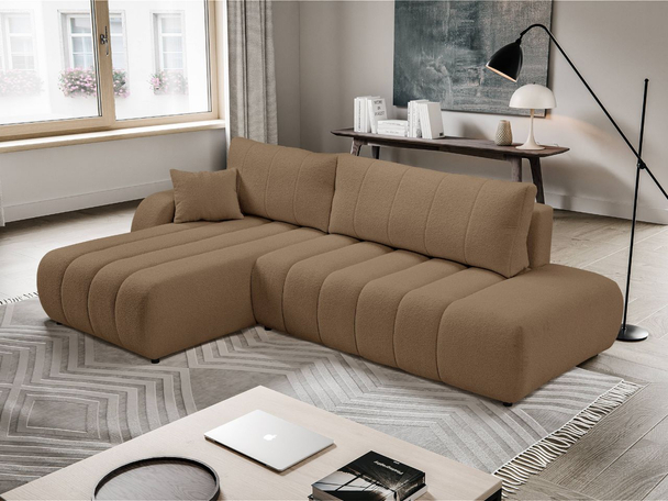 Ecksofa mit Schlaffunktion und Bettkasten Links Adoro Braun