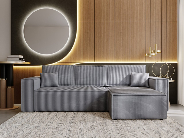 Ecksofa L-Form mit Schlaffunktion und Bettkasten Prato XL Dunkelgrau